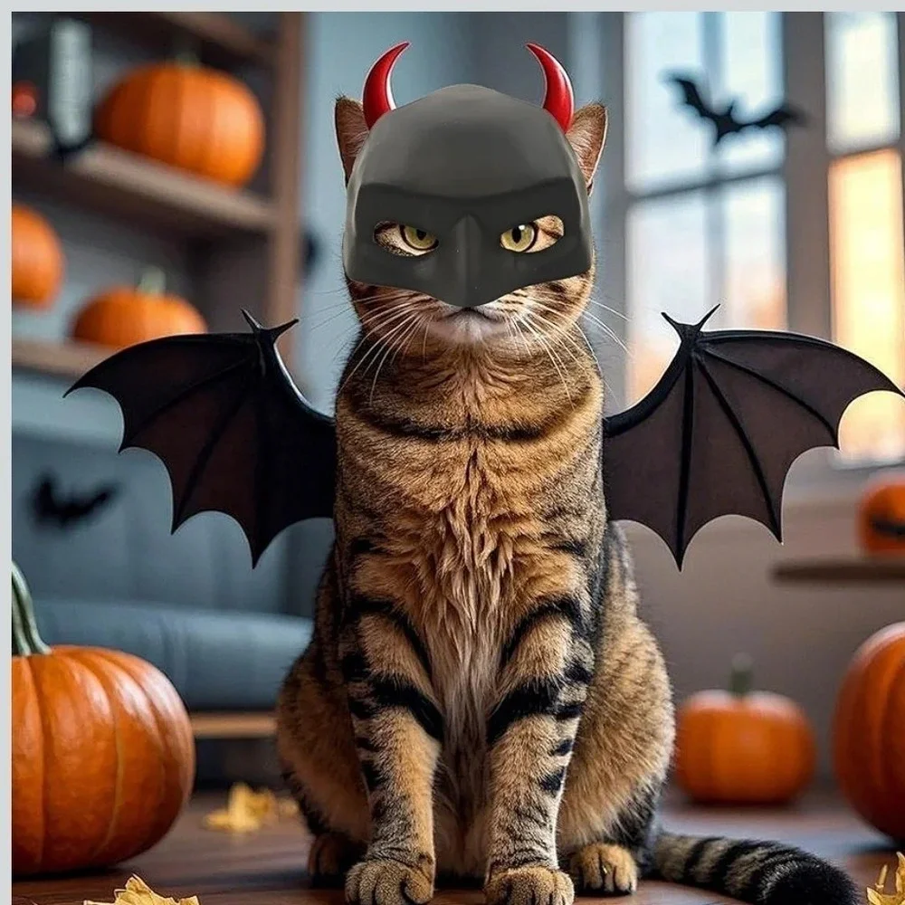 Black Cat Bat Mask Superhero‎ Pet Costume Accessory